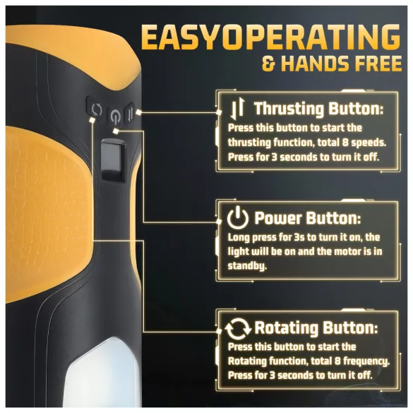 Lonely - moški masturbator z avtomatskim potiskanjem in vrtenjem - črna