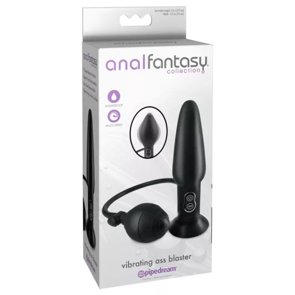 Anal Fantasy - analni čep z vibracijami in pumpanjem - črn