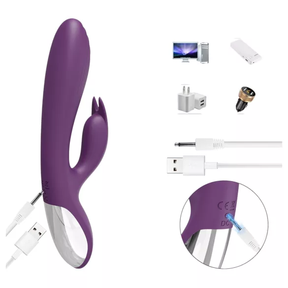 AlvUp - vibrator za točko G z ušesi zajčka - vijoličen