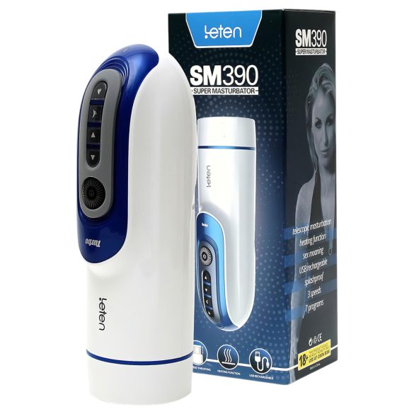 Leten SM390 - stokajoči, grelni masturbator (bela)