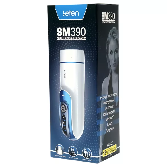 Leten SM390 - moški masturbator z zvokom in gretjem - bela