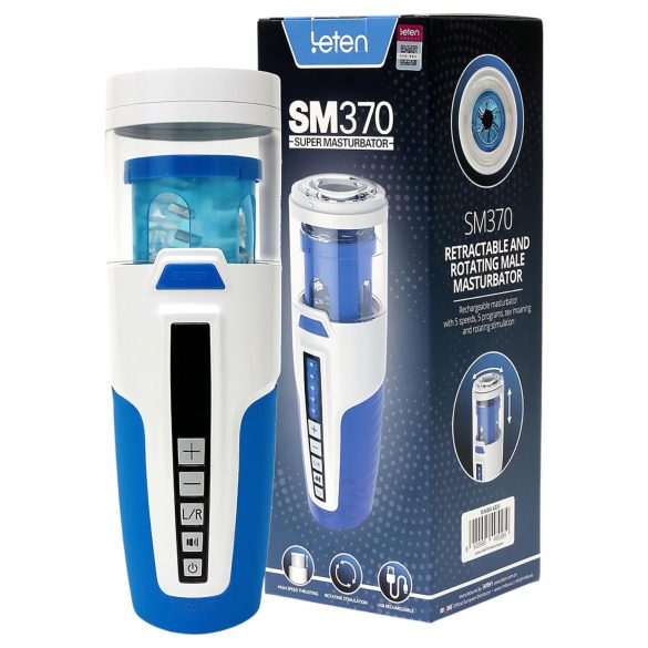 Leten SM370 - stokajoči, vrtljiv masturbator (beli)