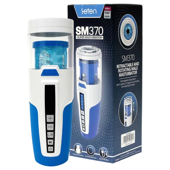 Leten SM370 - stokajoči, vrtljiv masturbator (beli)