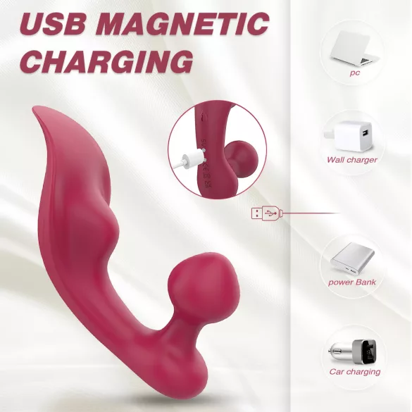 Sex HD Chomper - vibrator za klitoris in analno stimulacijo - rdeč
