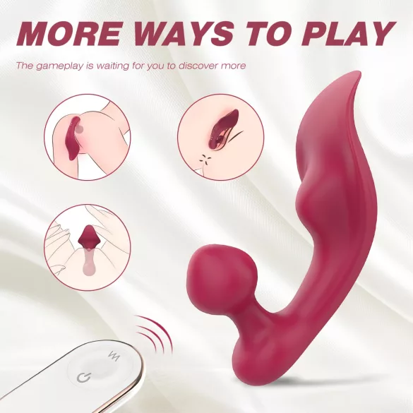 Sex HD Chomper - vibrator za klitoris in analno stimulacijo - rdeč