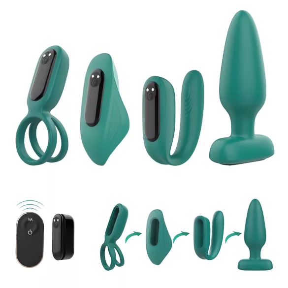 Sex HD - vibratorski komplet z daljinskim upravljalnikom - polnilni - 4 deli