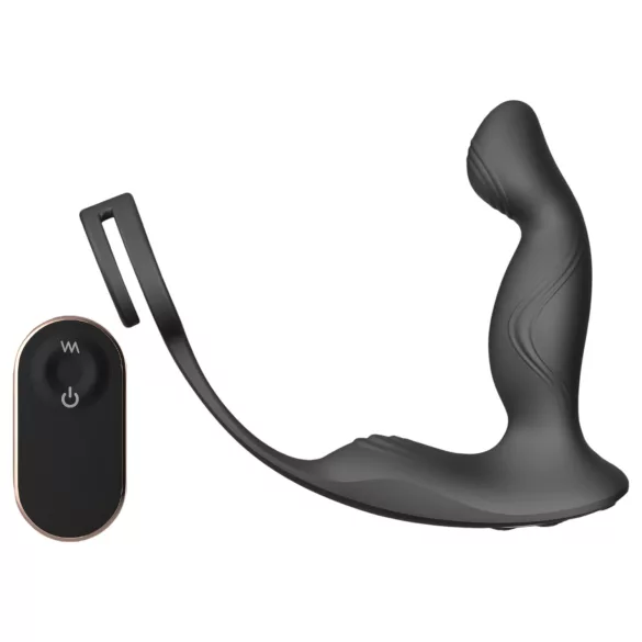 Sex HD Virgil - vibracijski masažer prostate s penis in moda obročkom - črna