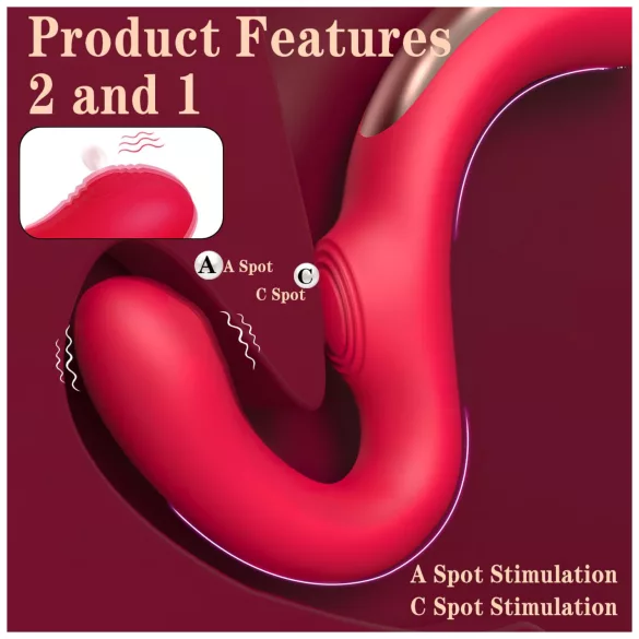 SEX HD Genie - vibrator za G-točko in klitoris - rdeč
