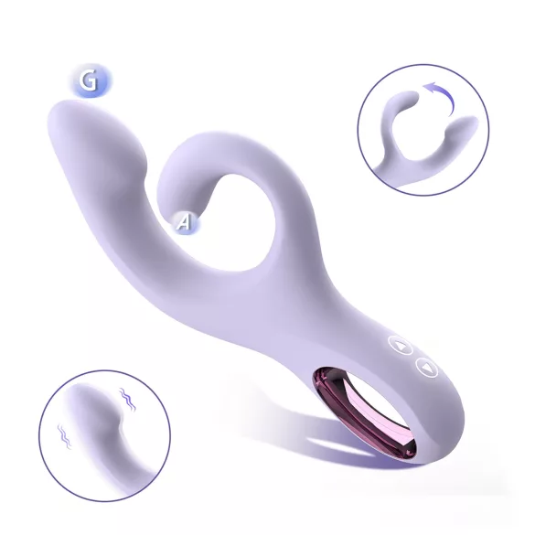 Sex HD - G-točkovni vibrator z ročico za klitoris (vijoličen)