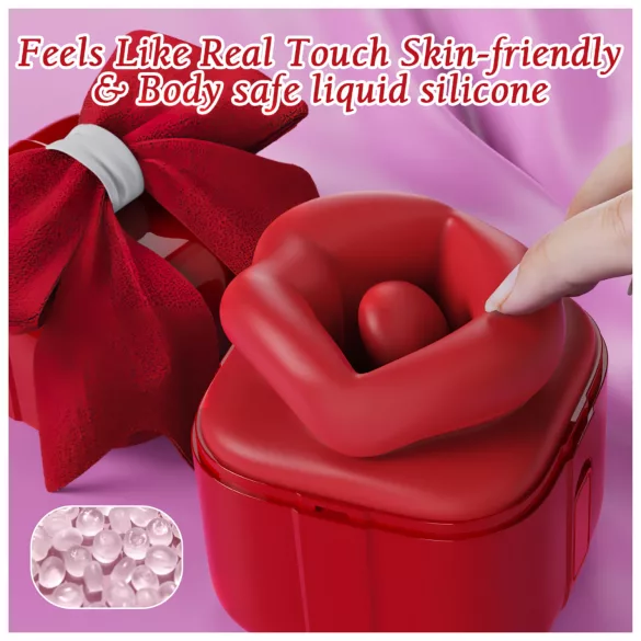 SEX HD Lovely Kiss - lizalno-sesalni vibrator (rdeč)