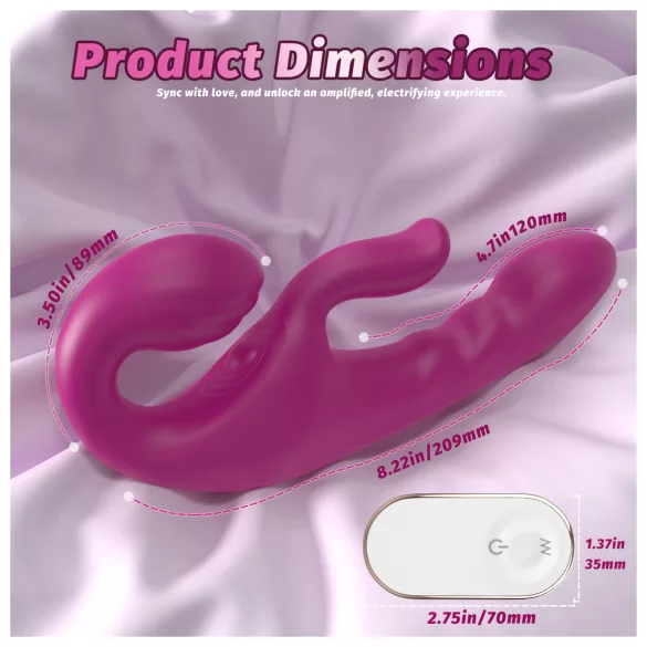 SEX HD Co-op Bliss - strap-on vibrator s stimulacijo klitorisa - vijoličen