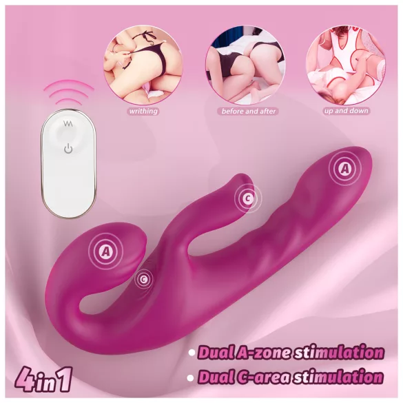 SEX HD Co-op Bliss - strap-on vibrator s stimulacijo klitorisa - vijoličen