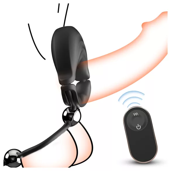 Sex HD - nastavljivi vibracijski obroček za penis z daljinskim upravljalnikom (črn)