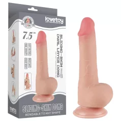   Sliding-Skin - dvoplastni dildo z nastavkom na priseske - 19,5 cm (naraven)