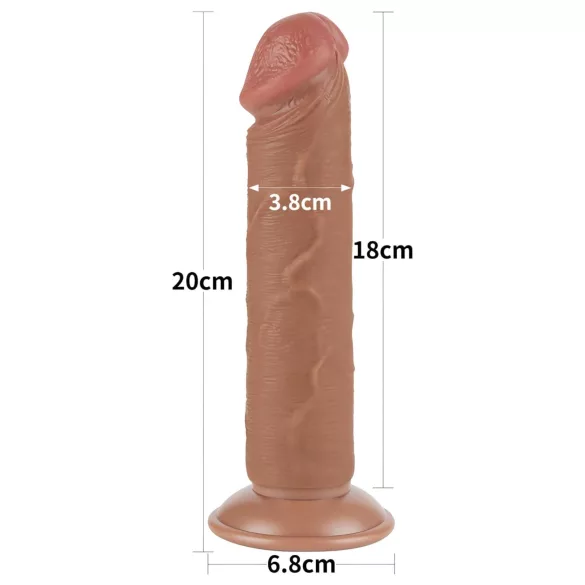 Lovetoy - dildó z vakuumsko osnovo - dvoplastni realistični - 20 cm naravno