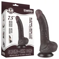   Lovetoy - dildo z oprijemljivo podlago - dvoslojen, 19,5 cm, rjava