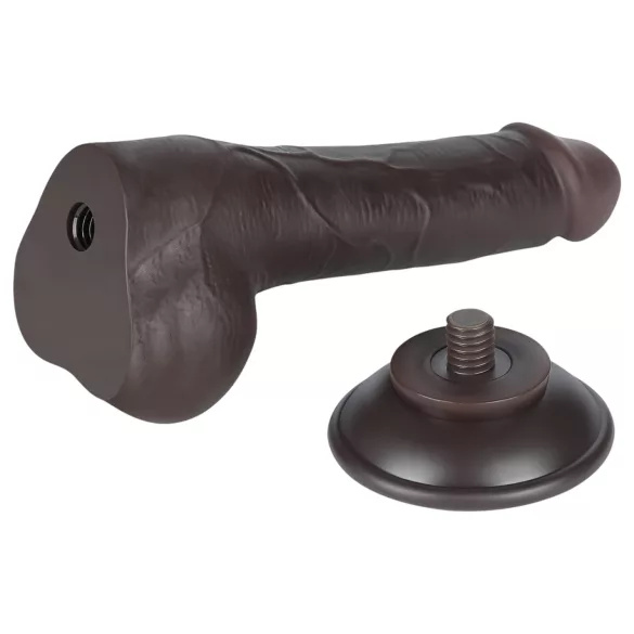 Lovetoy - realistični dildo z mošnji - dvojna plast - 19,5 cm - rjav