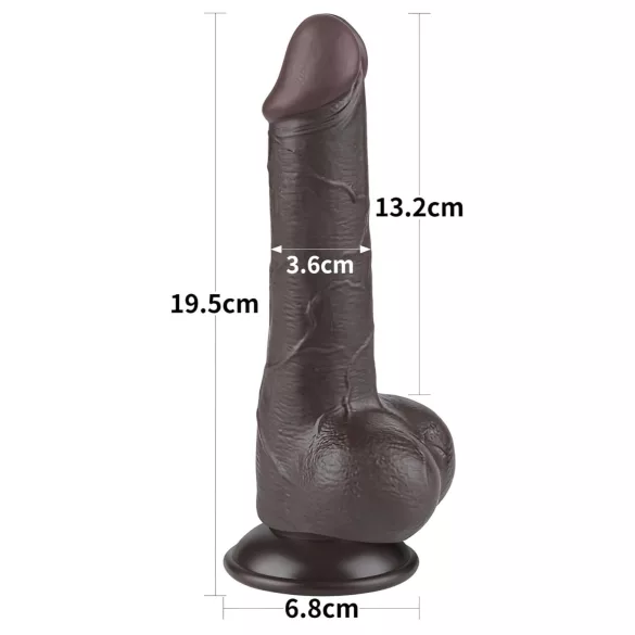 Lovetoy - realistični dildo z mošnji - dvojna plast - 19,5 cm - rjav