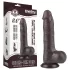 Lovetoy - dvojen dildo s mošnji - realističen, rjav, 20 cm