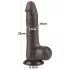 Lovetoy - dvojen dildo s mošnji - realističen, rjav, 20 cm