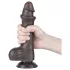 Lovetoy - dvojen dildo s mošnji - realističen, rjav, 20 cm