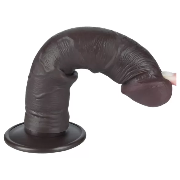 Lovetoy - dildó z vakuumsko osnovo - dvoplasten, rjav, 20 cm