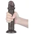 Lovetoy - dildó z vakuumsko osnovo - dvoplasten, rjav, 20 cm