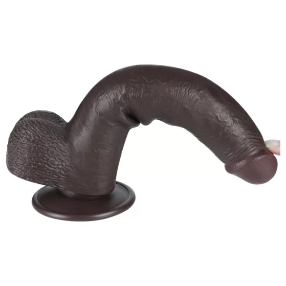Lovetoy - dildó z dvema plastema s priseskom - 20,8 cm - rjav