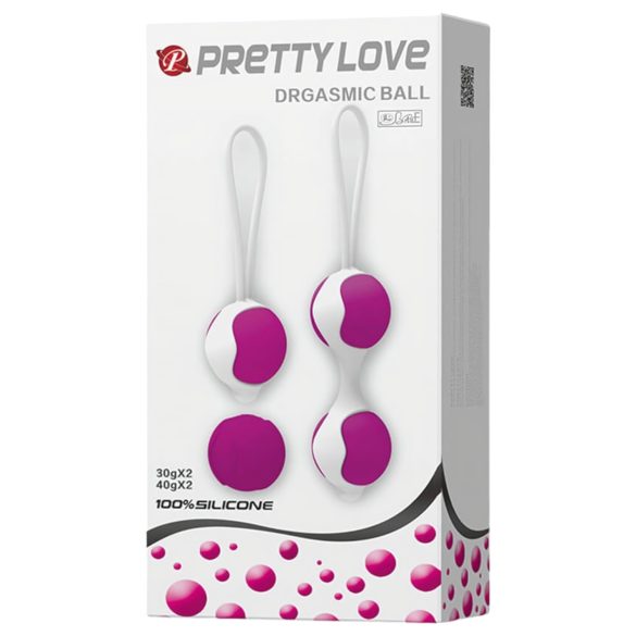 Pretty Love - set vaginalnih kroglic - nastavljiv - bela/vijolična