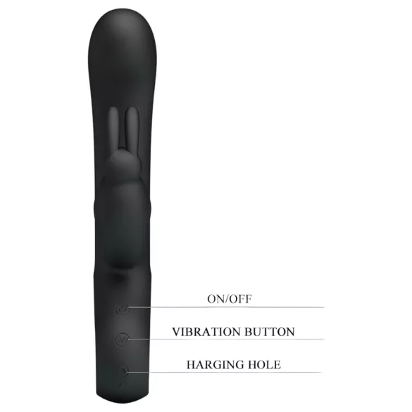 Pretty Love Webb - vodoodporni vibrator s stimulatorjem klitorisa - črna