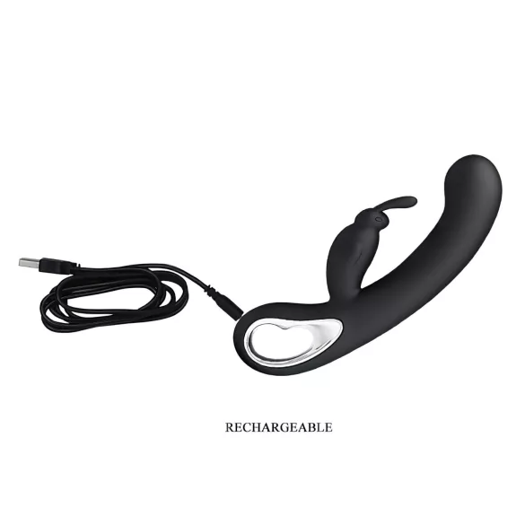 Pretty Love Webb - vodoodporni vibrator s stimulatorjem klitorisa - črna