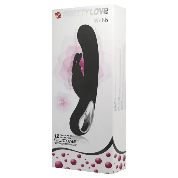 Pretty Love Webb - vodoodporni vibrator s stimulatorjem klitorisa - črna