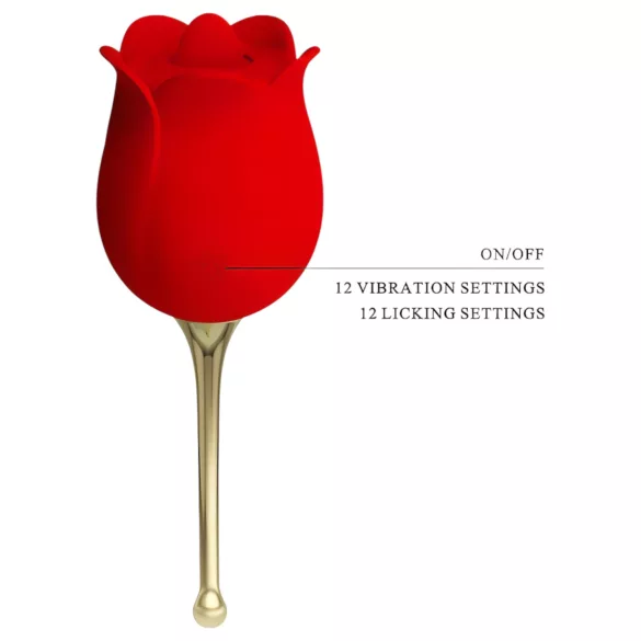 Pretty Love Rose Lover - vibrator za klitoris z jezičkom 2v1 - rdeč