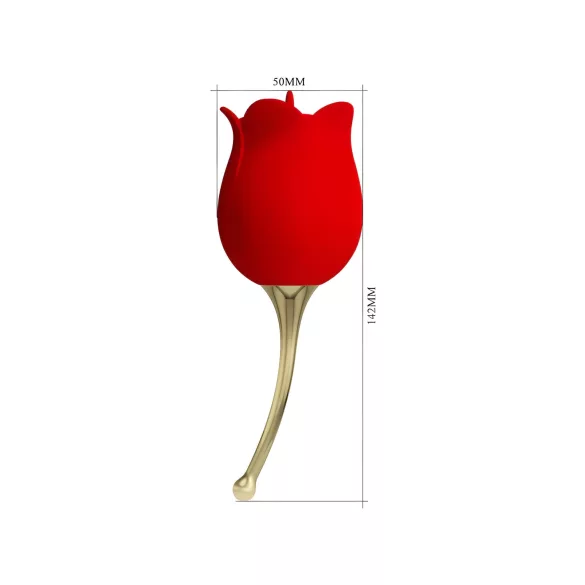 Pretty Love Rose Lover - vibrator za klitoris z jezičkom 2v1 - rdeč