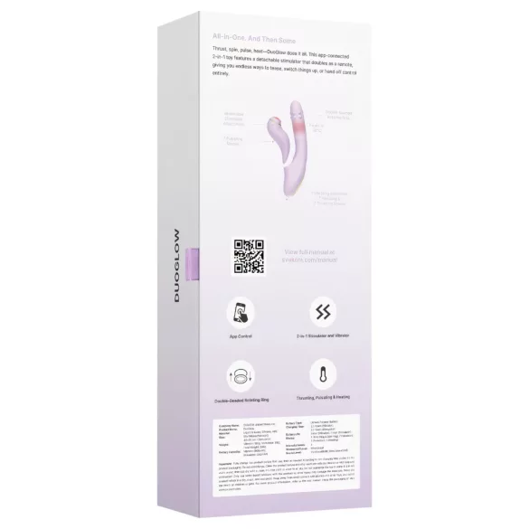 Svakom DuoGlow - aplikacijsko voden vibrator za točko G in klitoris (vijoličen)