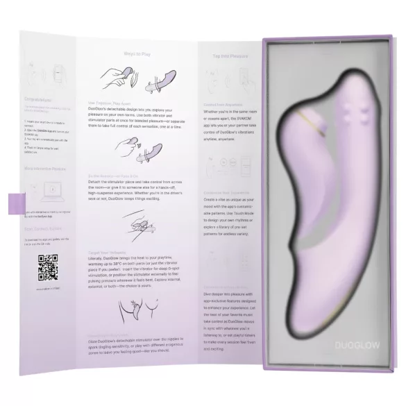 Svakom DuoGlow - aplikacijsko voden vibrator za točko G in klitoris (vijoličen)