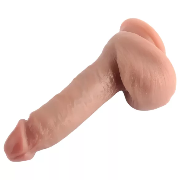 Dual Density - realistični dildo z modami in priseskom - 18 cm - naravna barva