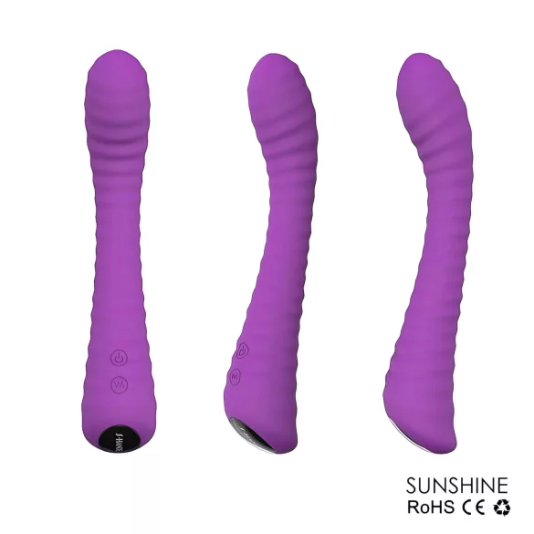 Sex HD Sunshine - vibrator za G-točko - polnjenje, rebrast - vijoličen