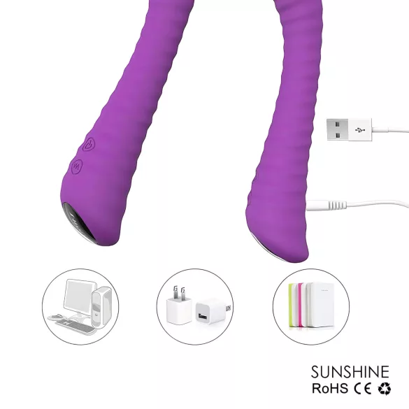 Sex HD Sunshine - vibrator za G-točko - polnjenje, rebrast - vijoličen