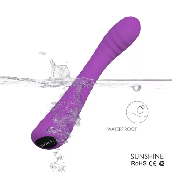 Sex HD Sunshine - vibrator za G-točko - polnjenje, rebrast - vijoličen