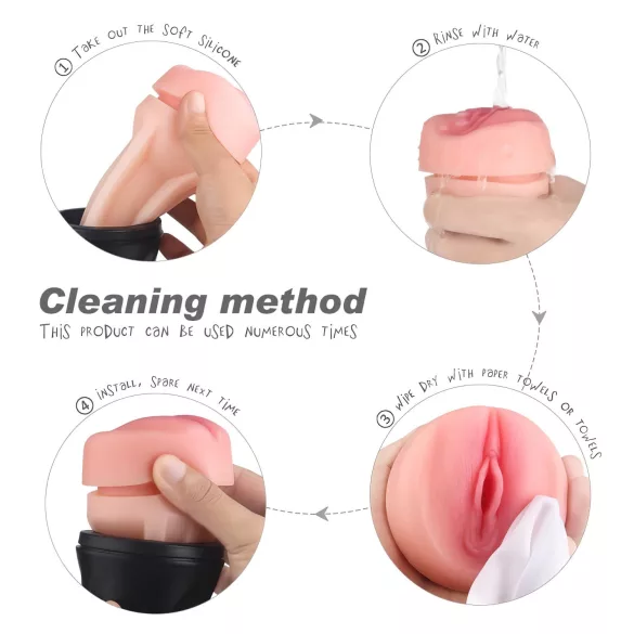 Sex HD Marcus - realistična umetna vagina v ohišju - črna/naravna
