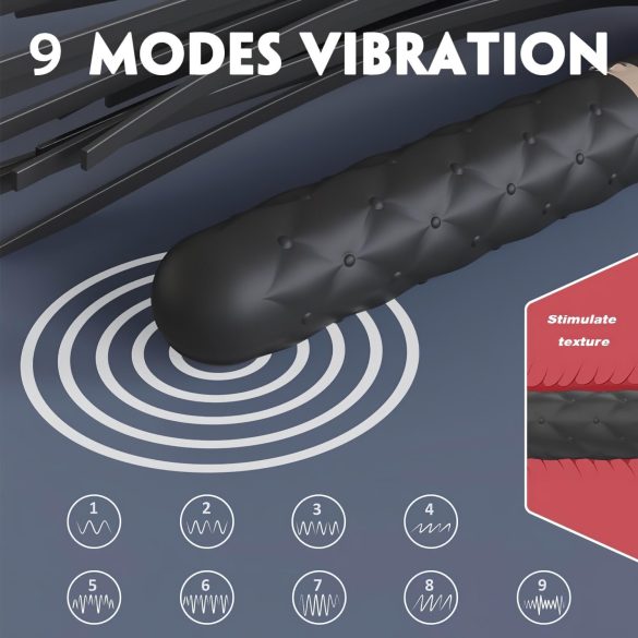 Sex HD Bloody Mary - vibrator z baterijo - vodoodporen - črn - bič