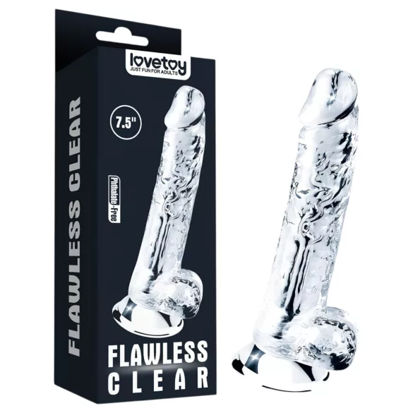 Lovetoy Flawless Clear - dildo s priseskom - 19 cm (prozoren)