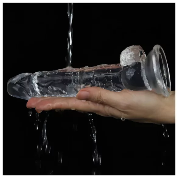 Lovetoy Flawless Clear - dildo s priseskom - 19 cm (prozoren)