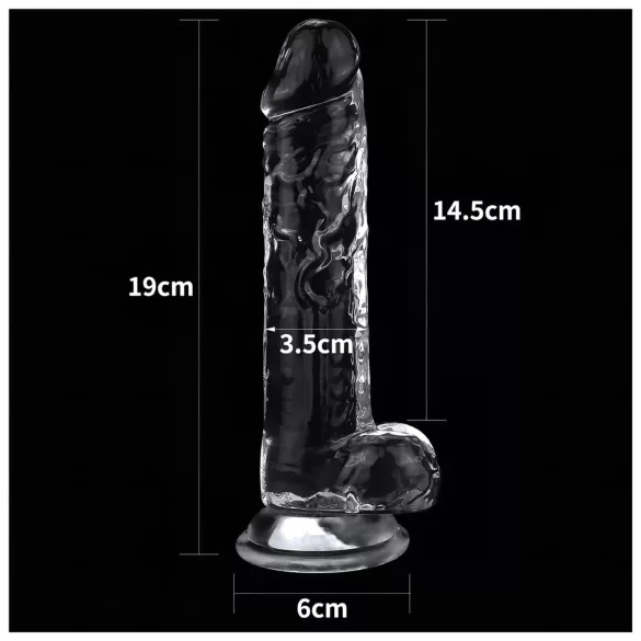 Lovetoy Flawless Clear - dildo s priseskom - 19 cm (prozoren)