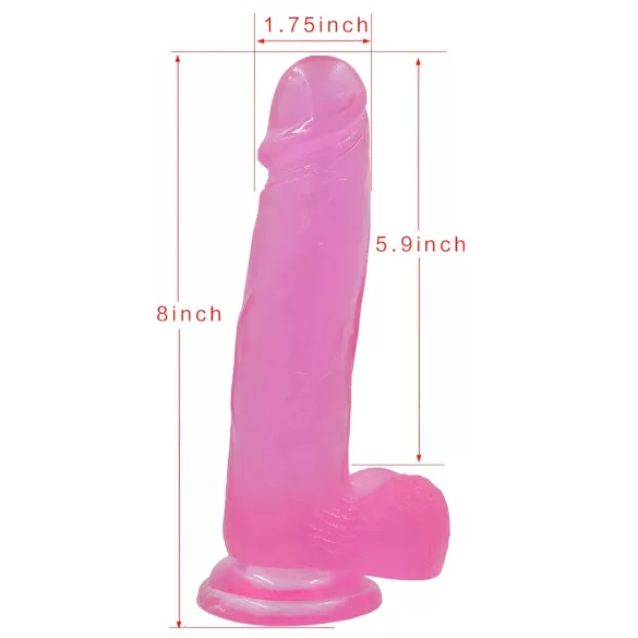 Lovetoy Jelly Studs - dildo z vakumskim podstavkom - 20 cm - roza