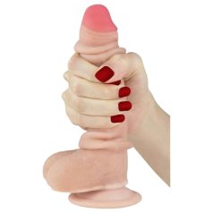Lovetoy - dildo z dvojnim slojem - 18 cm - naravna barva