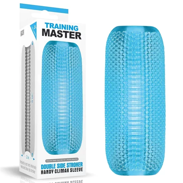Lovetoy Training Master - dvostranski rebrast masturbator (moder)