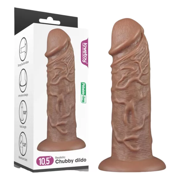Lovetoy Chubby - realistični dildo z vakuumskim držalom - 25 cm - naravna barva