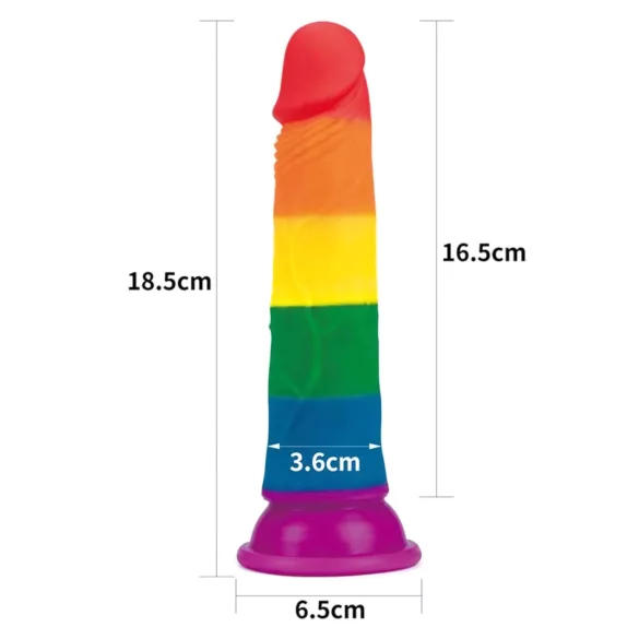 Lovetoy Prider 7.0 - realistični dildo - 19 cm (mavrični)